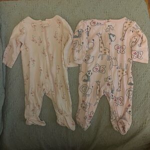 Carter's Pink Animal Print Footie Pajamas with 2-Way Zipper, Baby Girl, 3 month
